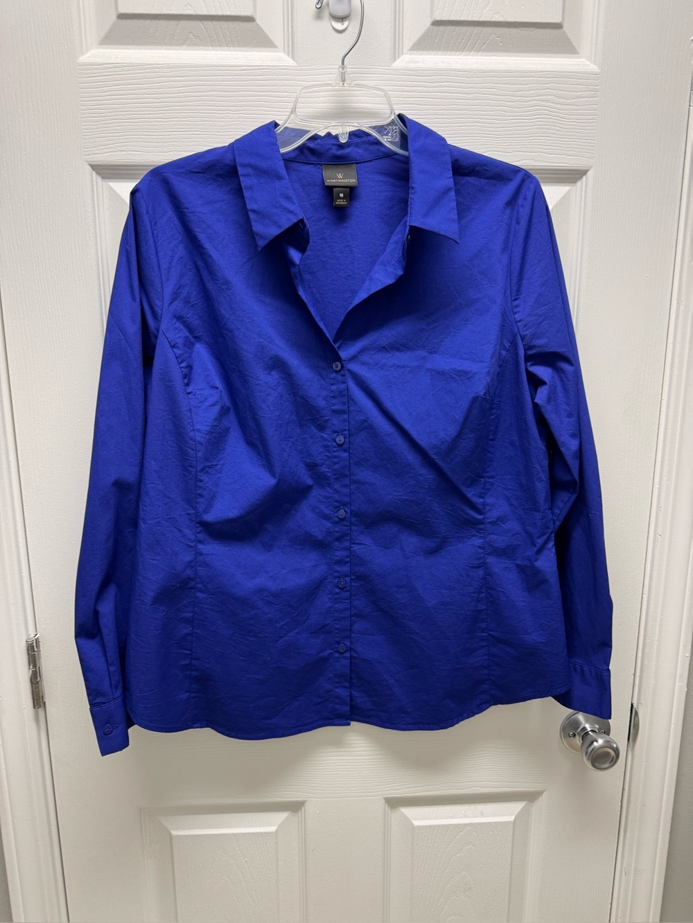 Worthington women's long-sleeve royal blue button-down shirt size 16
